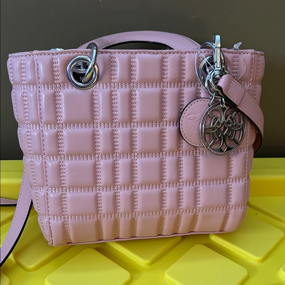 Sam Edelman Circus NYC Pink Quilted Vegan Leather Crossbody Handbag